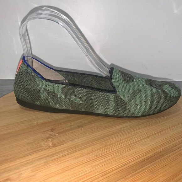 Rothys Womens 8 Olive Green Camo The Loafer Shoes Washable Knit Comfort Slip On - Picture 1 of 10